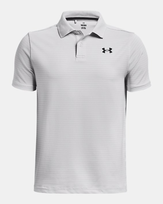 เสื้อโปโล UA Performance Stripe สำหรับเด็กผู้ชาย in Gray image number 0